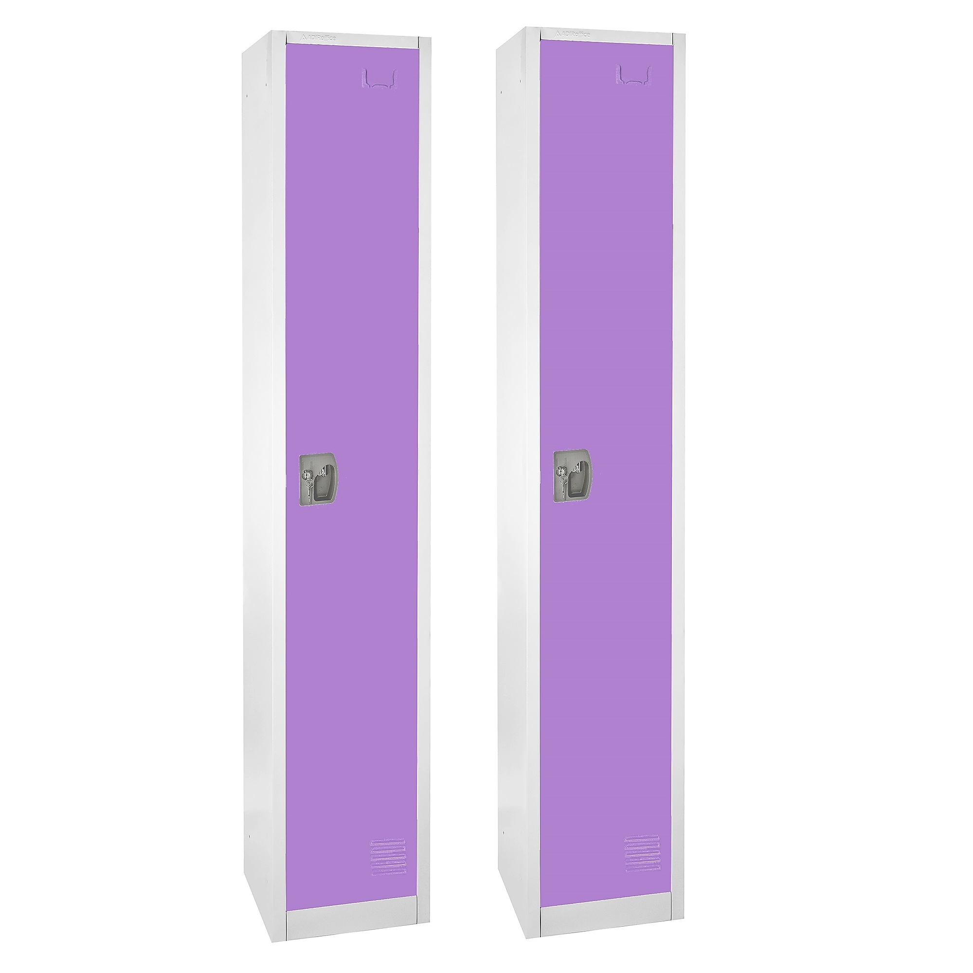 Alpine, 72in.H 1-Tier Steel Locker, Purple, 2-Pack, Height 72 in, Width 12 in, Color Purple, Model# ADI629-201-PUR-2PK